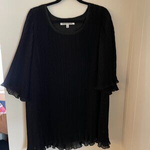 Lovers + Friends Black Pleated Bell Sleeve Sheer Mini Cocktail Dress SZ S